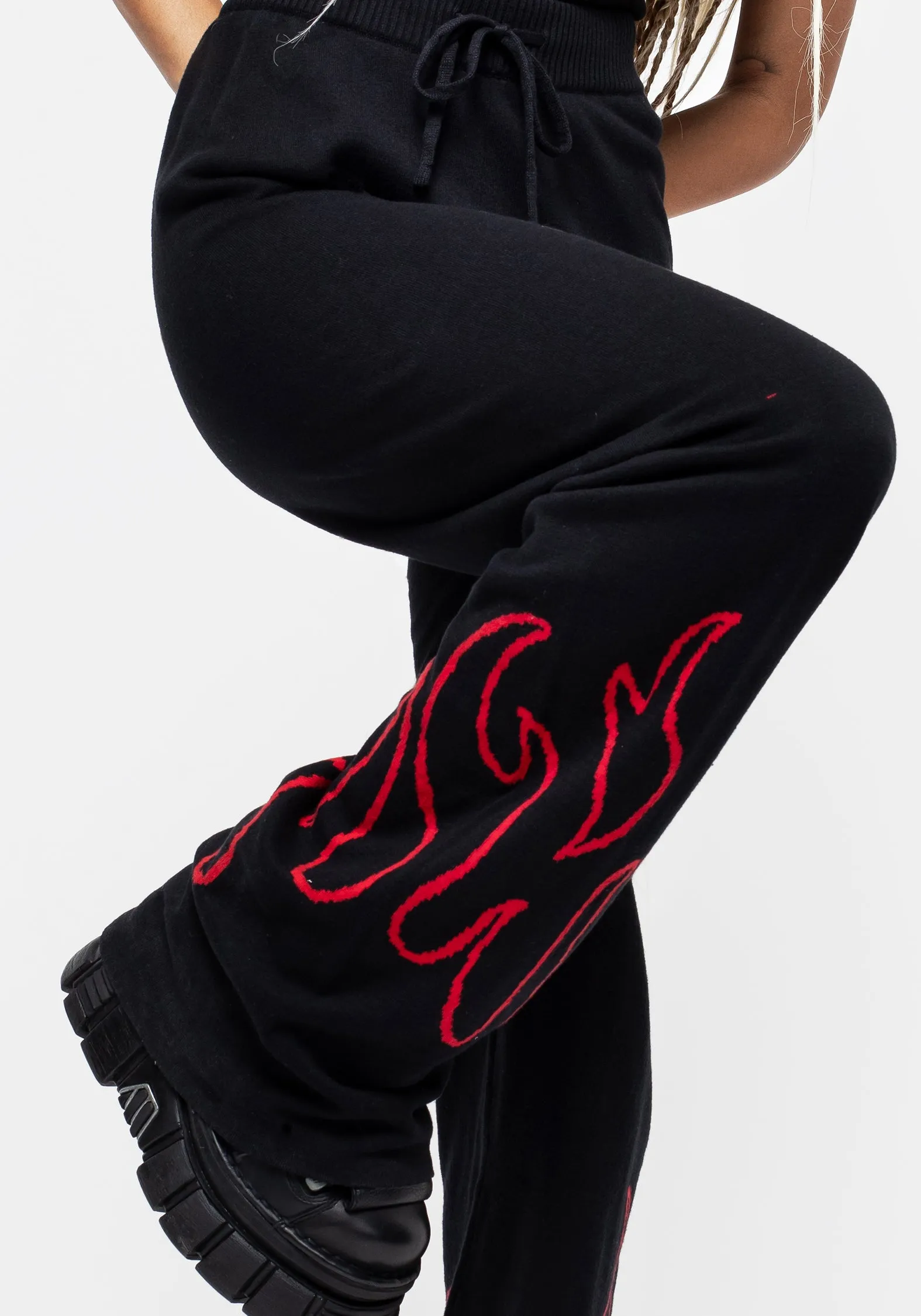 Core Style Feminine Cut Blaze Wide Leg Knit Joggers