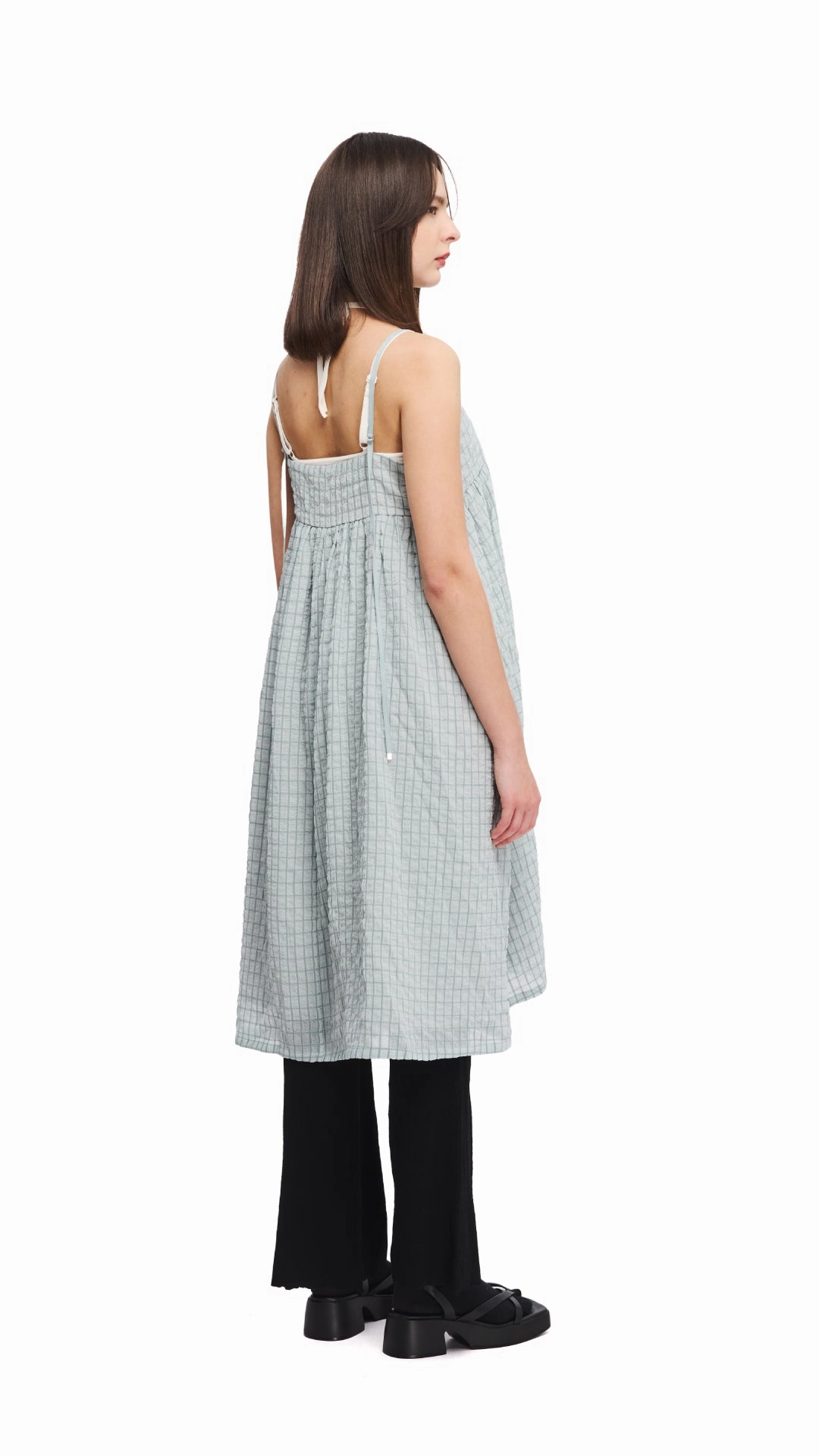 Wrinkle Chiffon Slipdress Street Mode