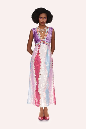 Wavy Clouds Velvet Bodice Sleeveless Dress Timeless Wearable