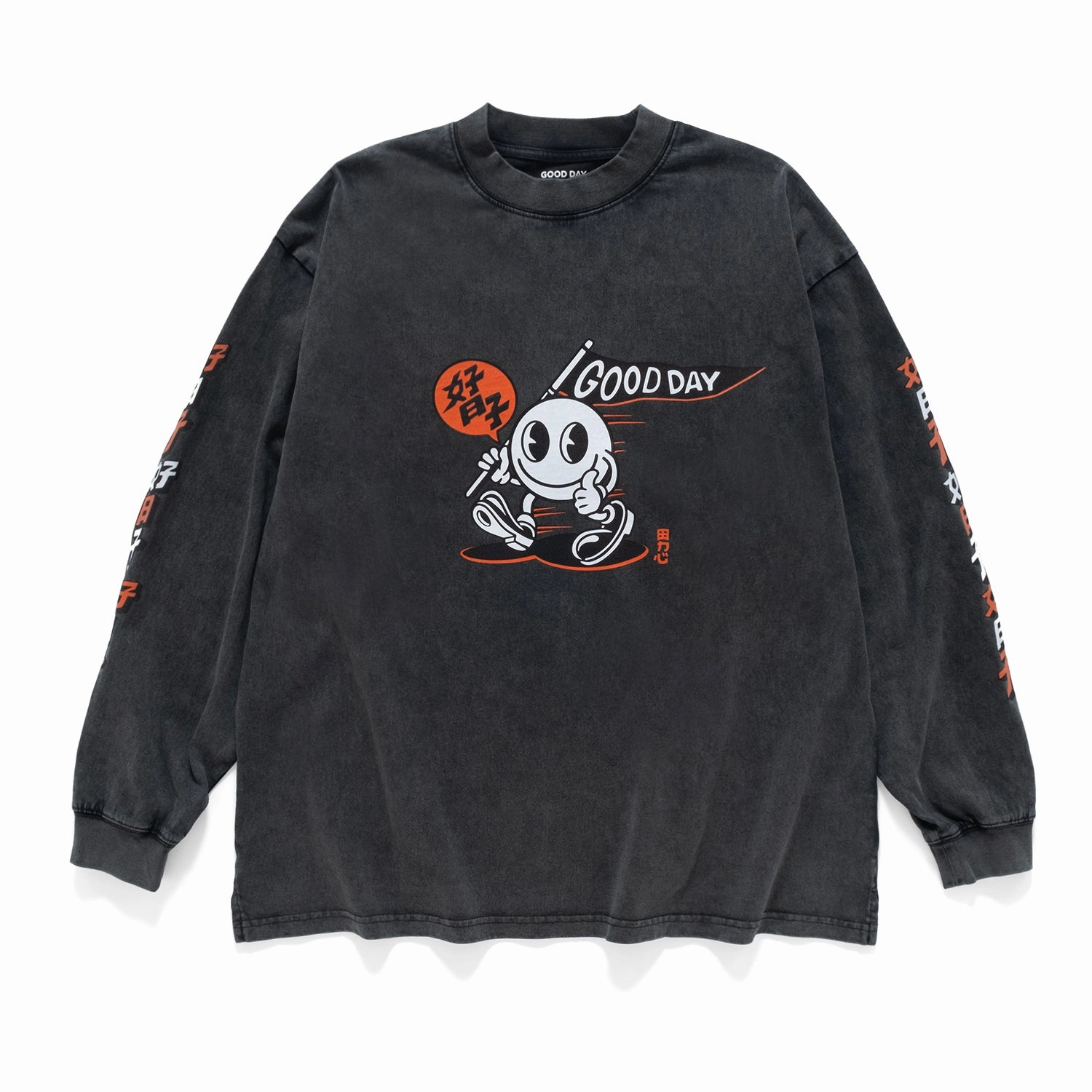 (EX585) GOOD DAY Flag Graphic Long Sleeve Tee Fashion Fit Daily Trend