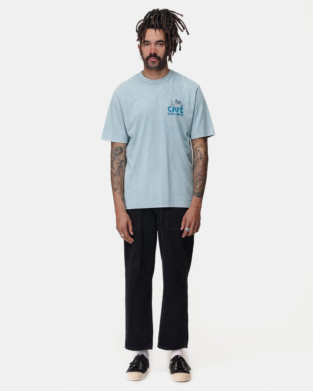 NonRestrictiveCut LayeredSleeveConstruction Caf?? Cool T-Shirt - Vintage Blue