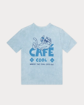 Caf?? Cool T-Shirt - Vintage Blue Comfy Essentials EcoConscious Processing