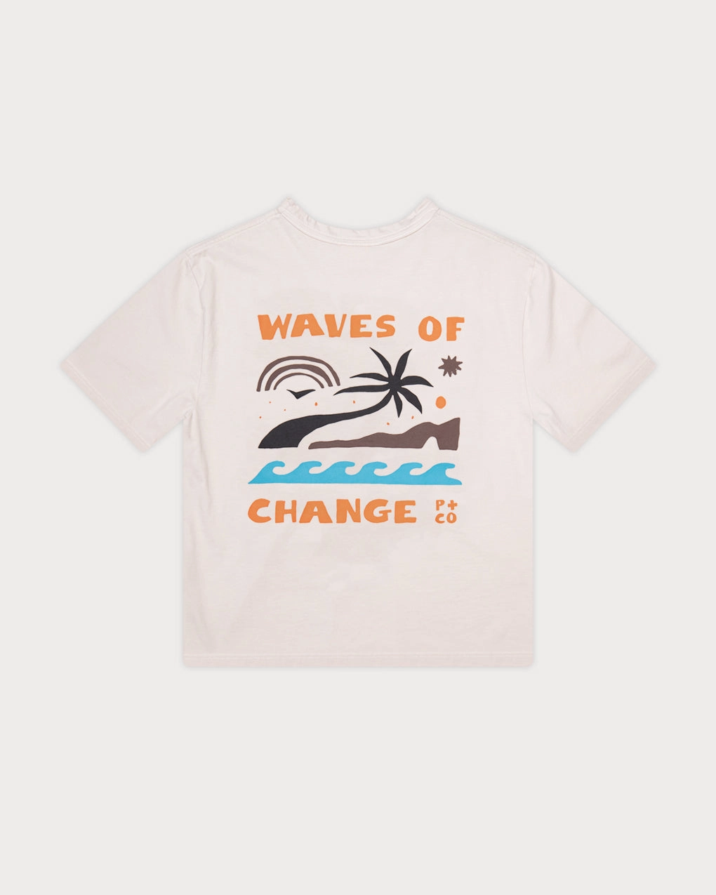 Sustainable production Waves Of Change Boxy T-Shirt - Bone