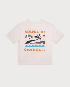 Sustainable production Waves Of Change Boxy T-Shirt - Bone