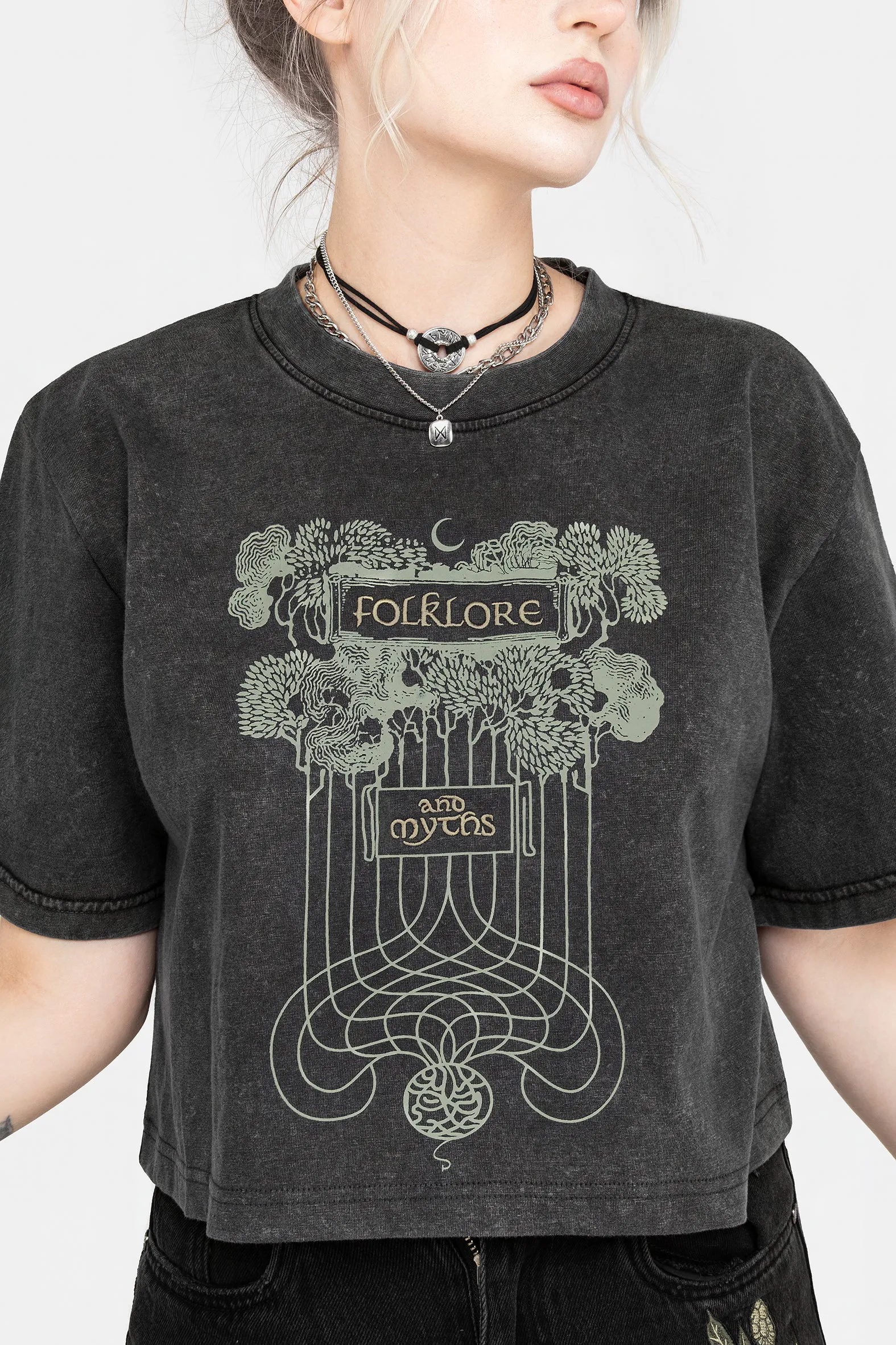 LightReflectiveTrim Folklore Boxy Crop T-shirt