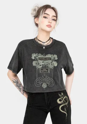 Knit Fabric Technology Stylish T-shirt Folklore Boxy Crop T-shirt
