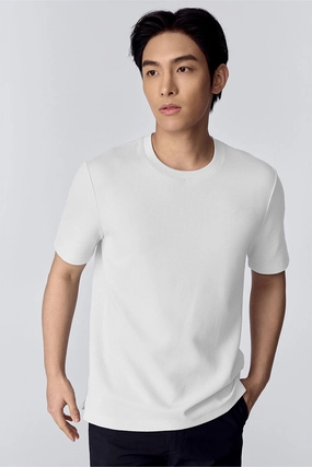 Tagless Neckline Waffle Crew Neck T-Shirt | White WH001Z