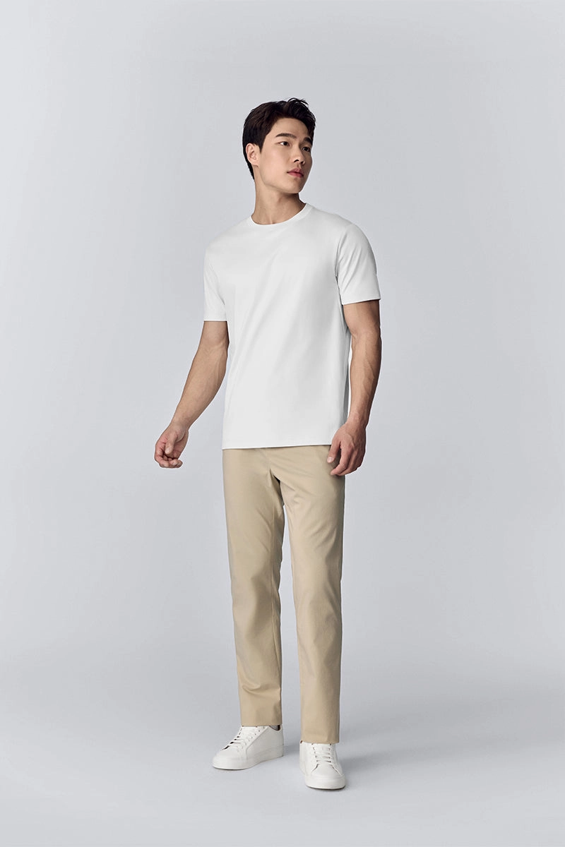 Sleek Style Sustainable Fibers Waffle Crew Neck T-Shirt | White WH001Z