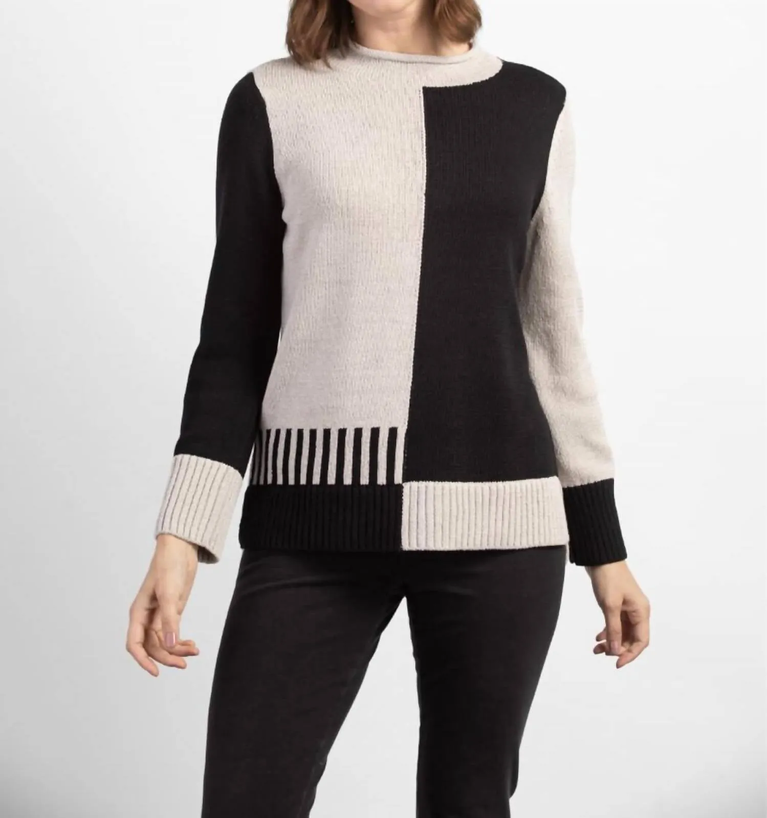 Ying Yang Piano Key Tunic In Putty Eco Certified Fabrications Warm Knit Design