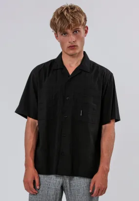 Ruffle Edge Beach Wear CORPS LINEN BLEND SHIRT BLACK