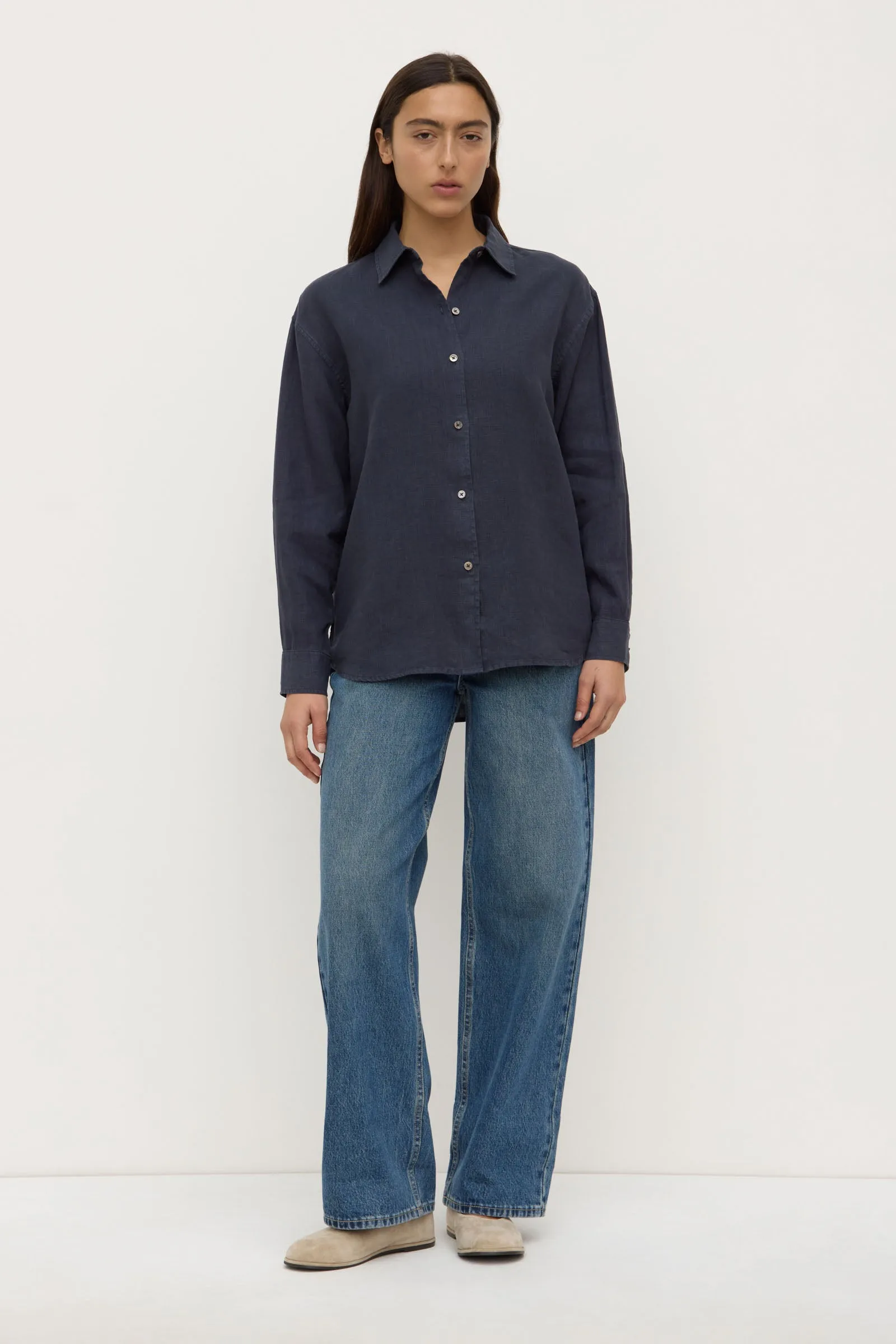 Soft Stretch Collar Womens Everyday Linen Shirt