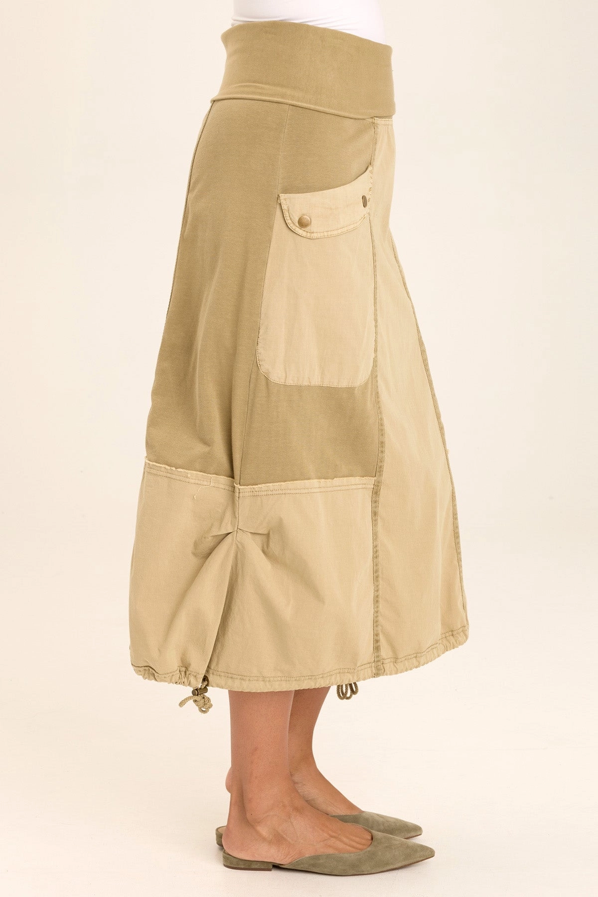 Marconi Cargo Cinch Bubble Hem Midi Skirt Style Staple