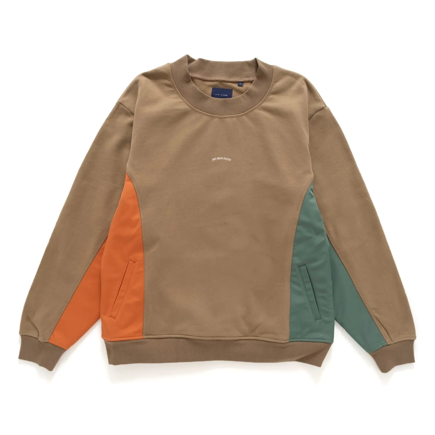 (YW421) Side Panel Crewneck Sweater Fade Resistant Dye Layering Fashion