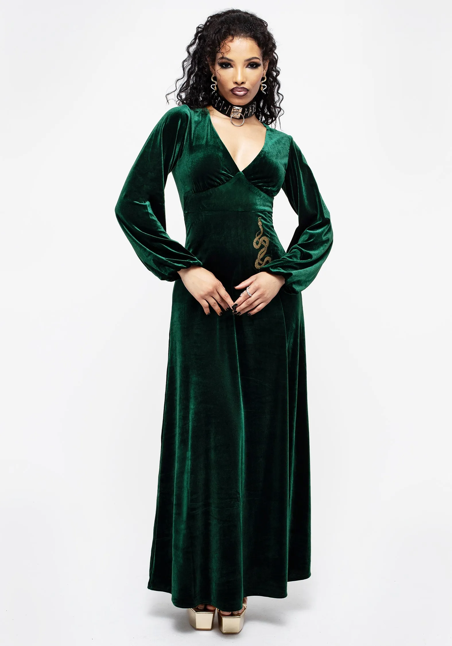 Zarina Long Sleeve Velour Maxi Dress Relax Piece Chic and Elegant