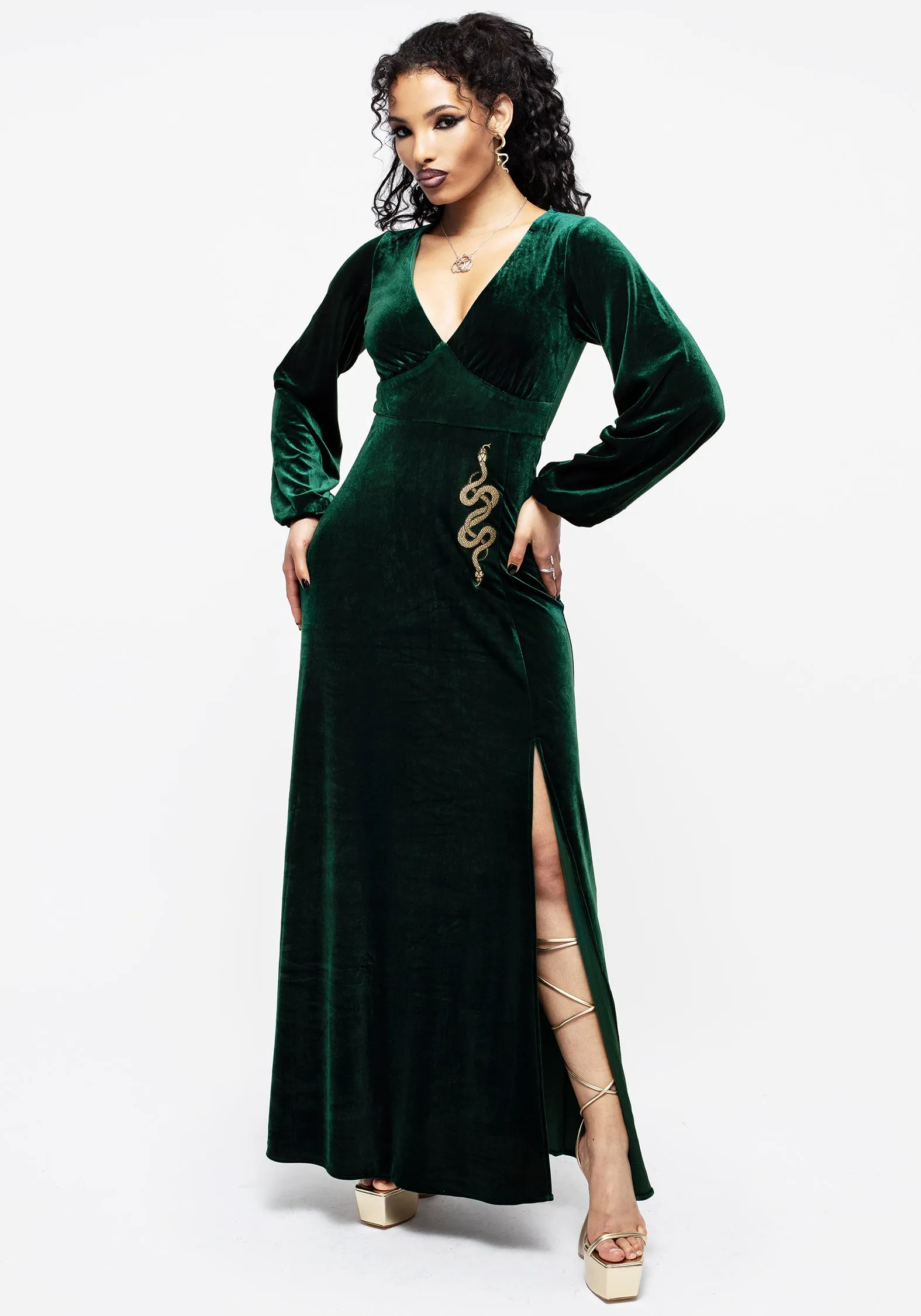 Zarina Long Sleeve Velour Maxi Dress Autumn Essential Statement Mood