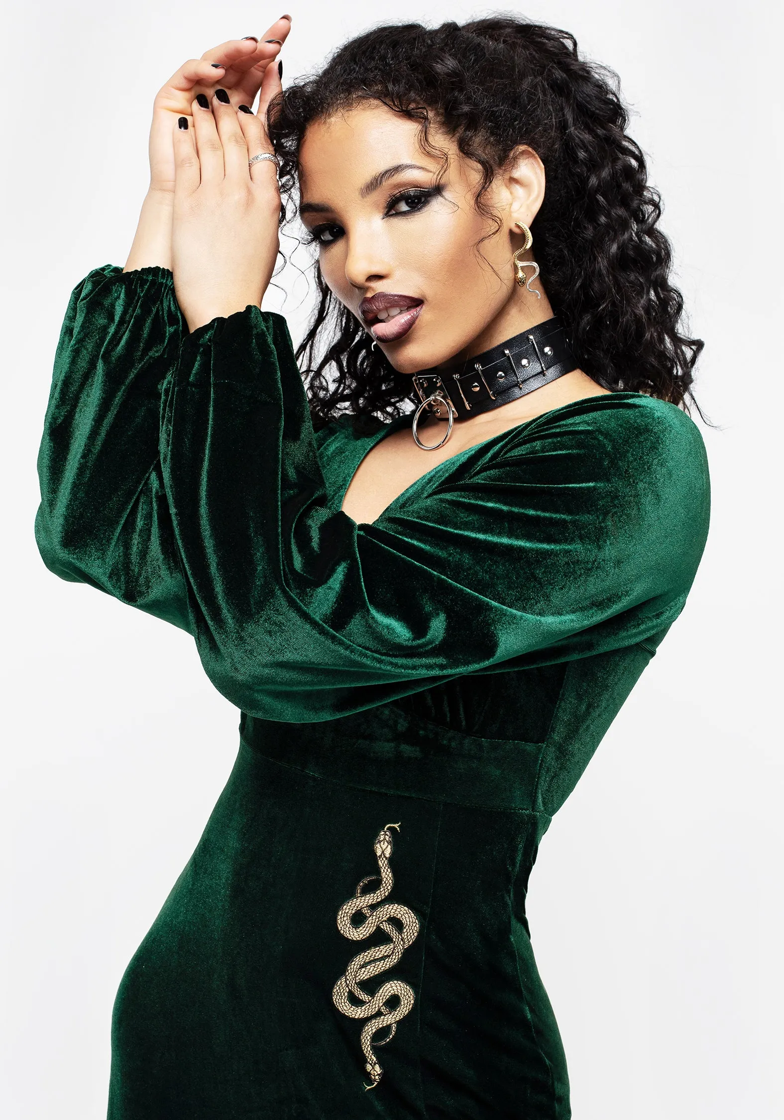 All Timewear Zarina Long Sleeve Velour Maxi Dress