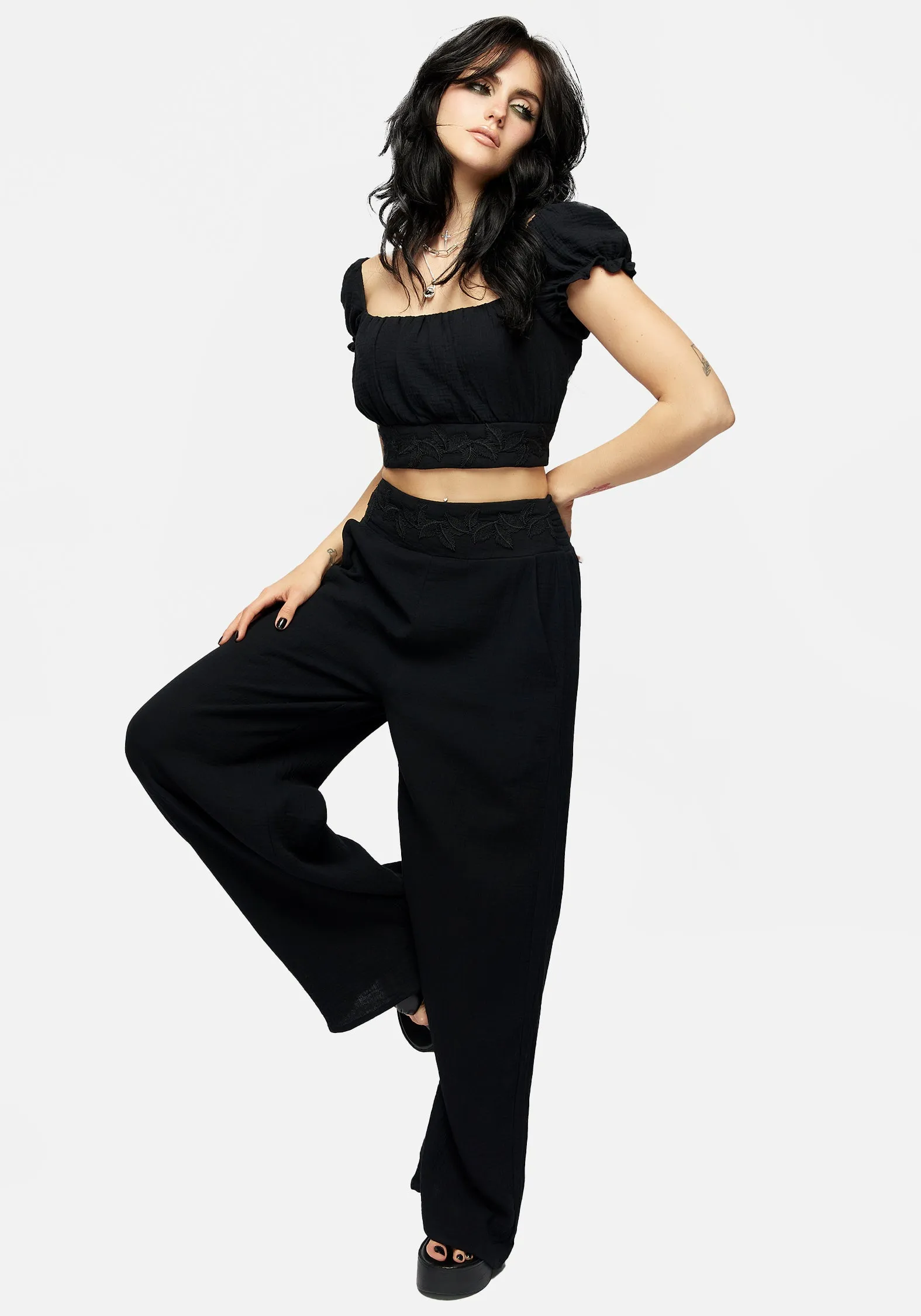 Vine Textured Wide Leg Trouser Sophisticated Look