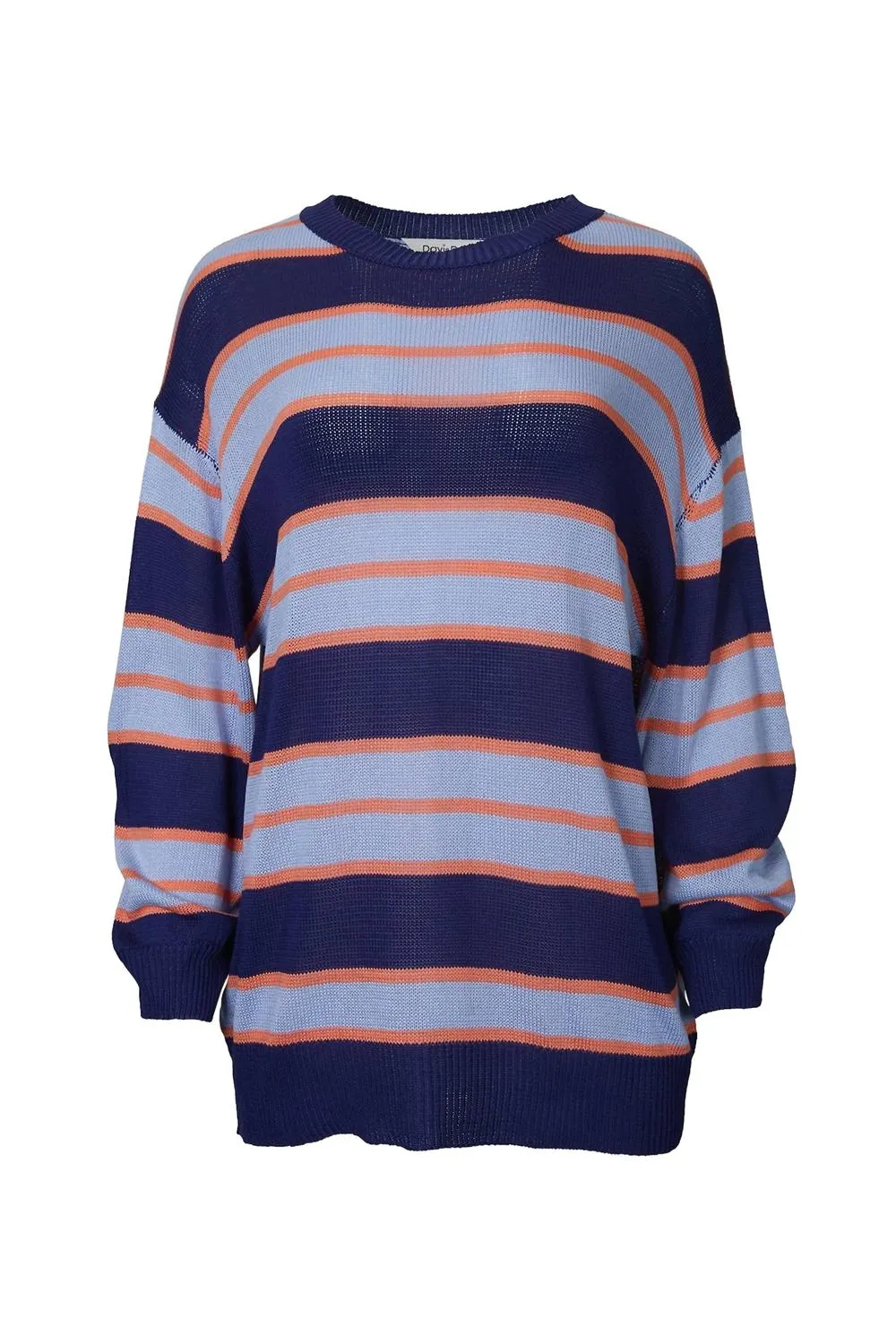 Winter Comfort Turtleneck Striped Oversized Sweater In Navy