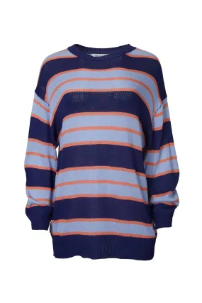 Seasonal Essentials Striped Oversized Sweater In Navy