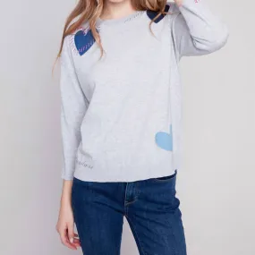 Hearts Sweater In Heather Grey Cozy Warmth