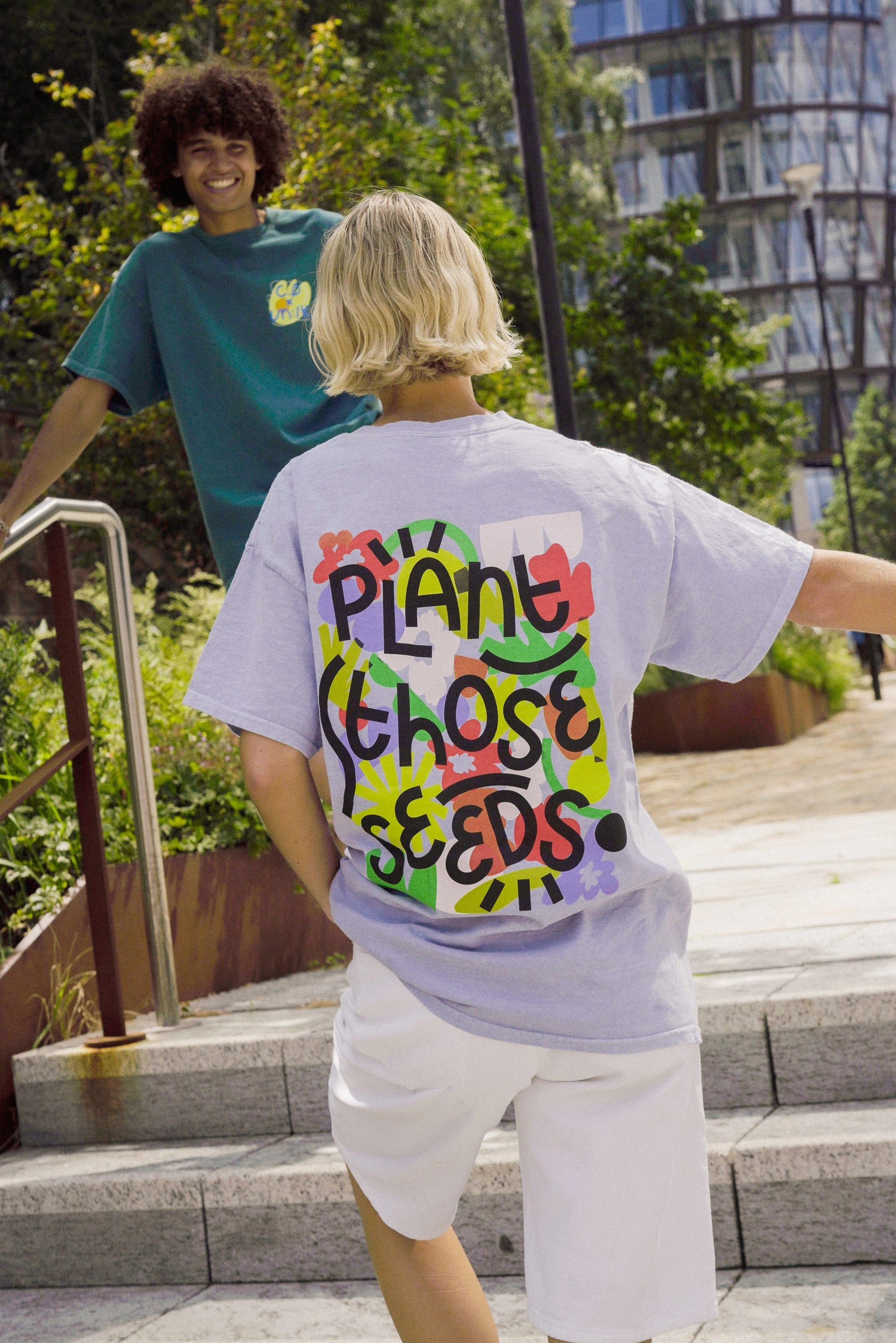 C.D x UN:IK 'Plant Those Seeds' Washed Tee - Orchid Wide Neck Opening