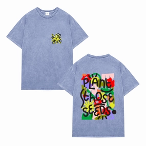 Lightweight Comfort Wear Ribbed Collar Trim C.D x UN:IK 'Plant Those Seeds' Washed Tee - Orchid