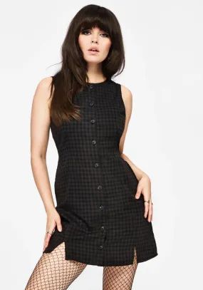 Travel Light Easy Mood Ziggy Check Button Up Mini Dress