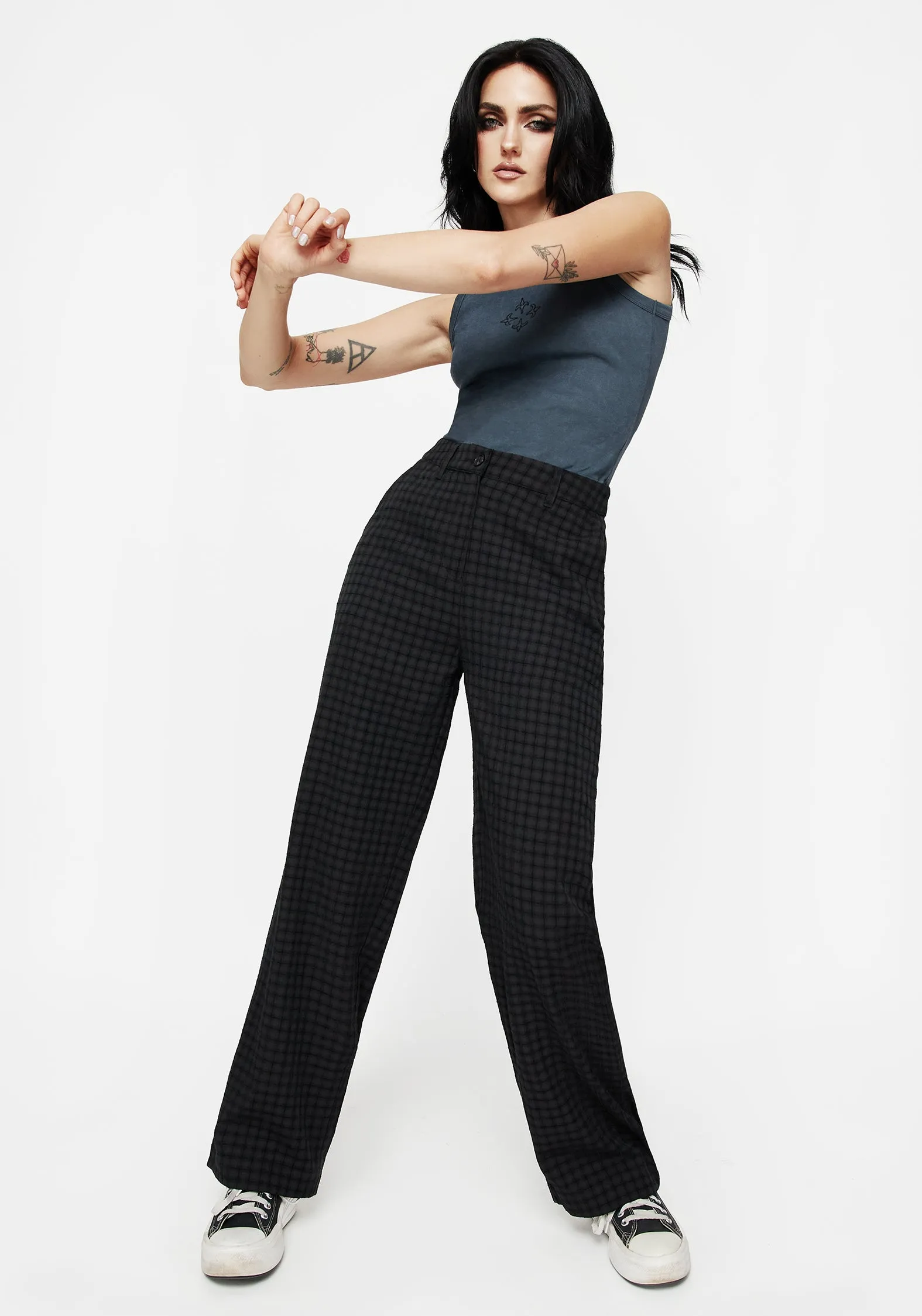Trail Ready EcoFriendlyMaterials Ziggy Check Straight Leg Trousers