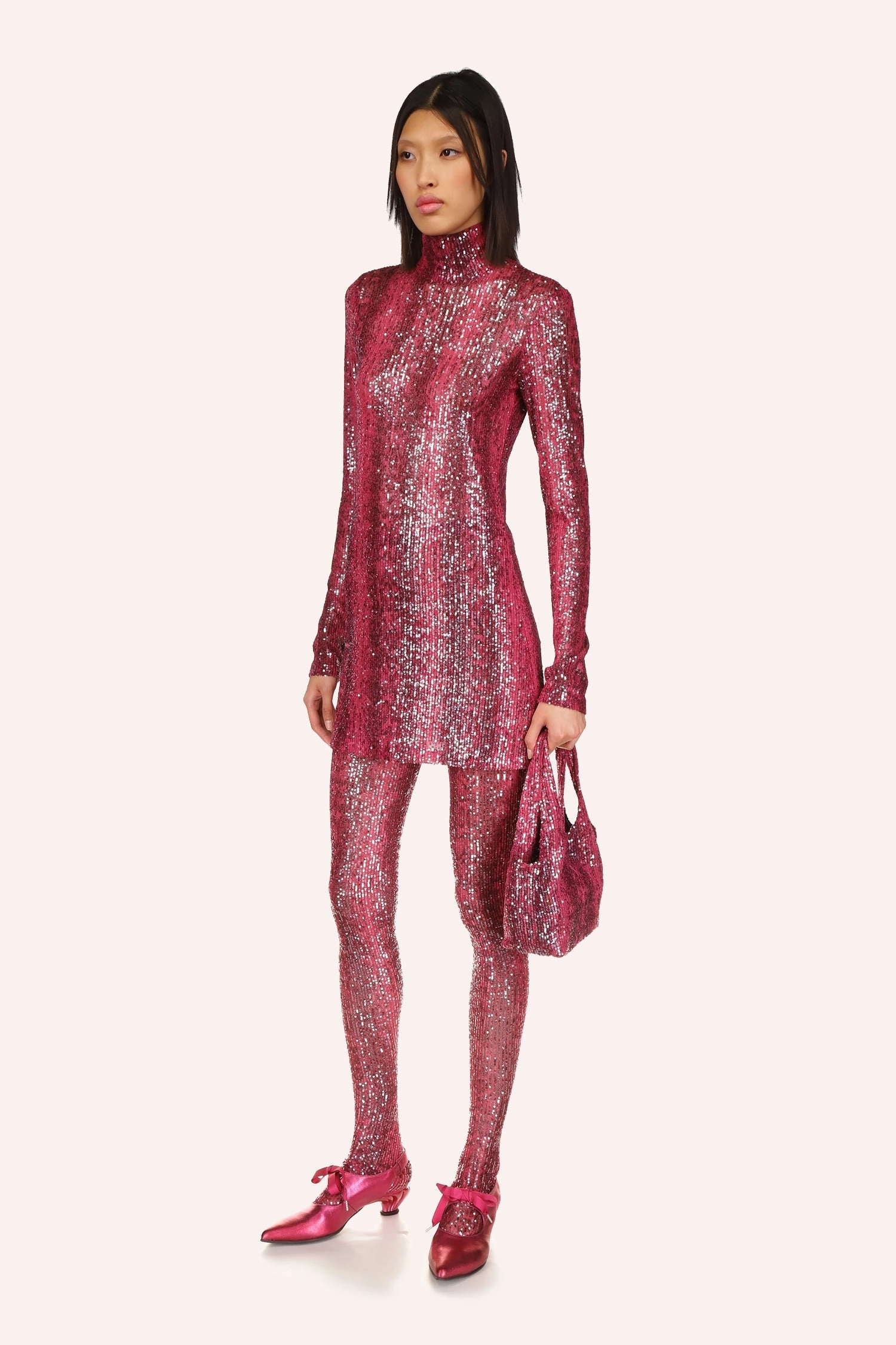 Snakeskin Sequin Turtleneck Dress Outdoor Ready