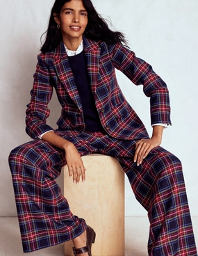 Stamford Wool-Blend Blazer-Navy, Green and Red Check Convertible Features