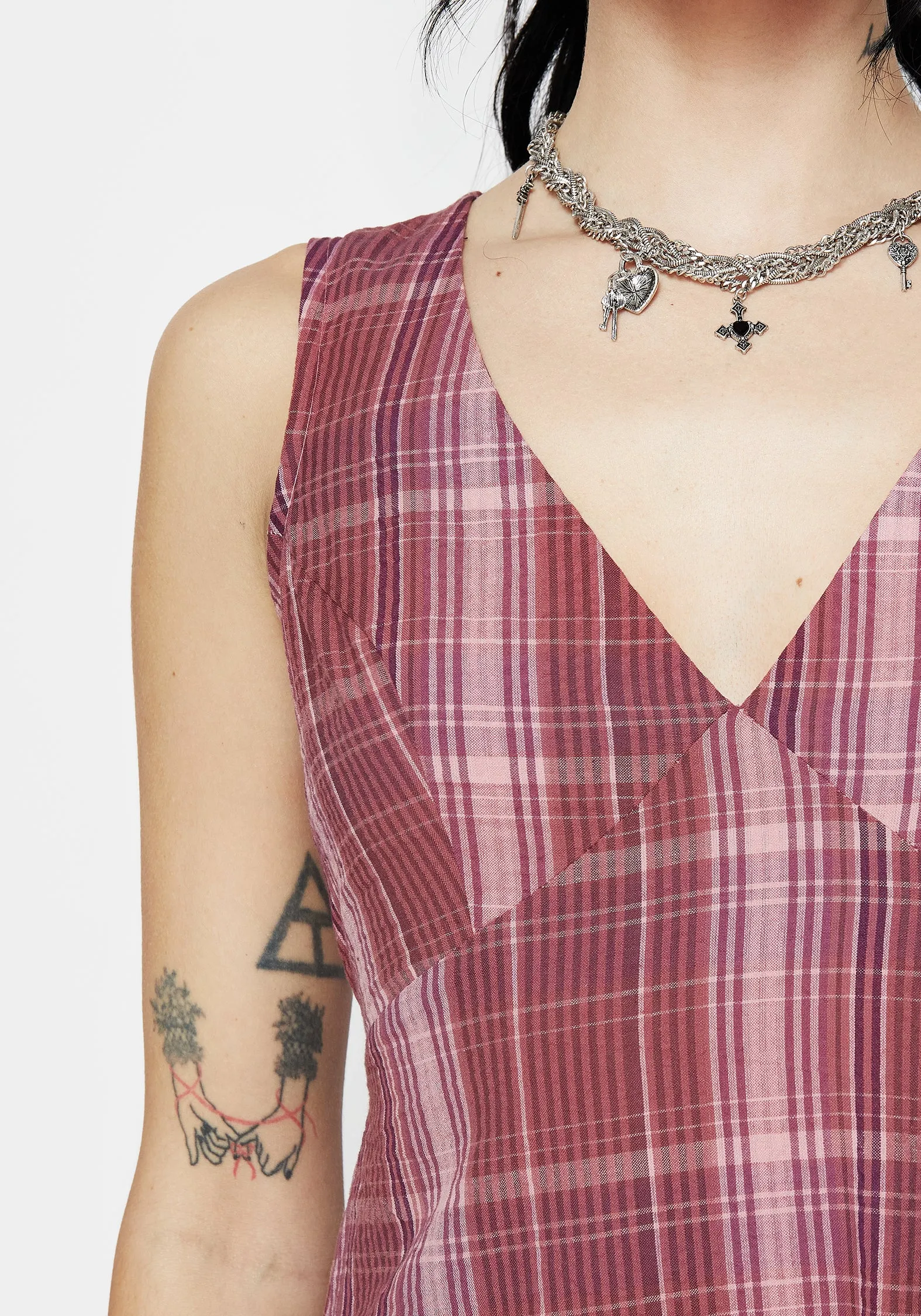 Zorina Cotton Check Midaxi Dress Travel Essential Gentle Look