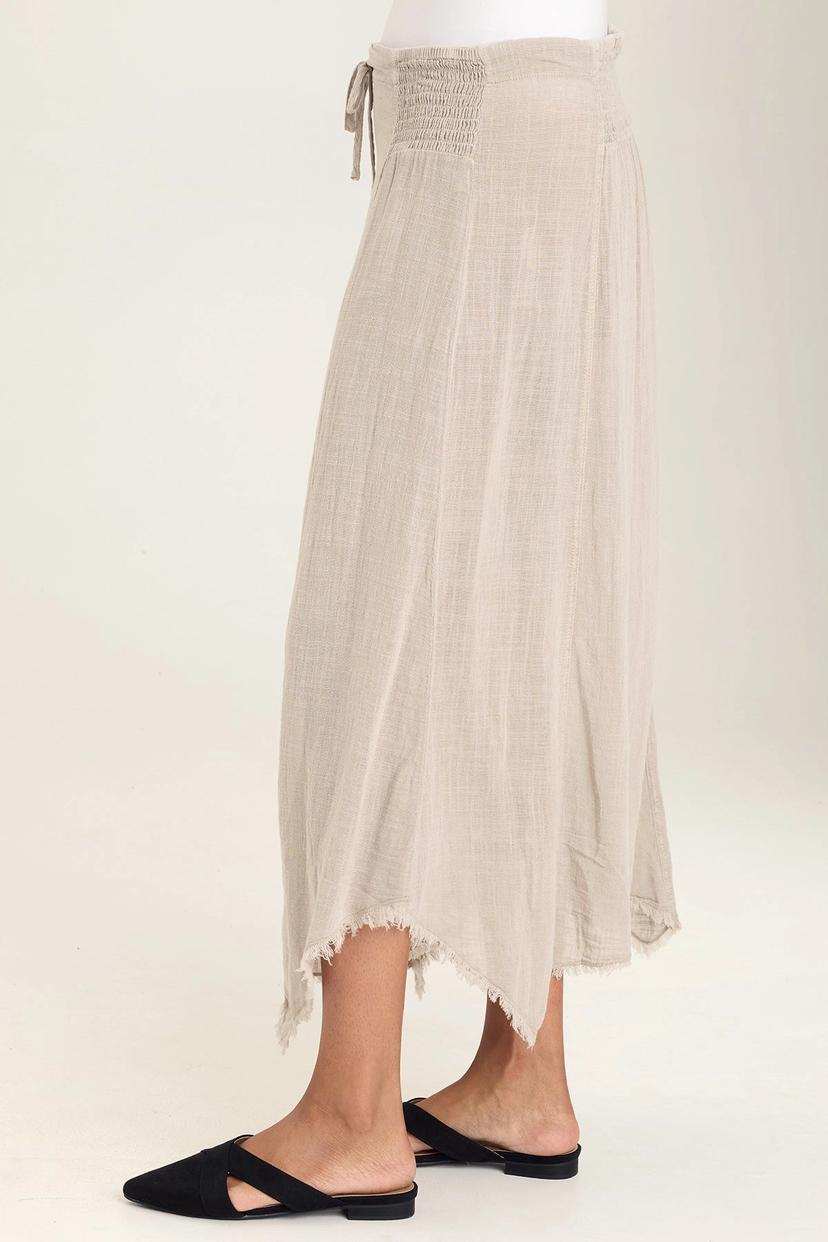 Satin feel Zuri Gauze Handkerchief Casual Midi Skirt