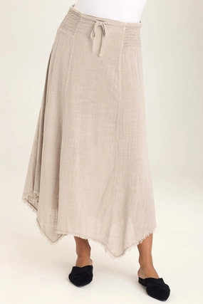 Zuri Gauze Handkerchief Casual Midi Skirt Mid Length